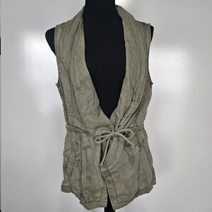 Kenneth Cole Reaction Womens Medium Soft Drape Collar Vest Jacket Safari Cargo